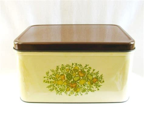 1975 orange metal mushroom box|Vintage Metal Breadbox, Mushroom Theme, Orange .